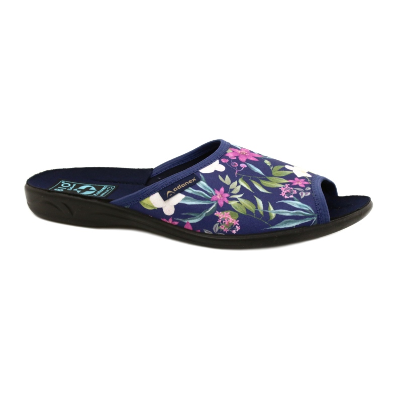 Women's slippers with flowers Adanex Sara SAK1 27272 navy blue blue pink green
