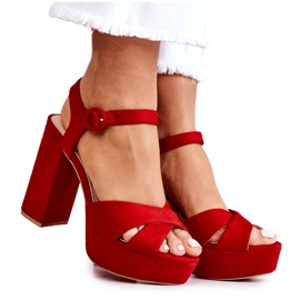 FM1 Suede Red Heeled Sandals Semilla