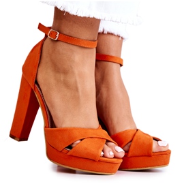 FM1 Suede Sandals On A Pole Orange Lanelle