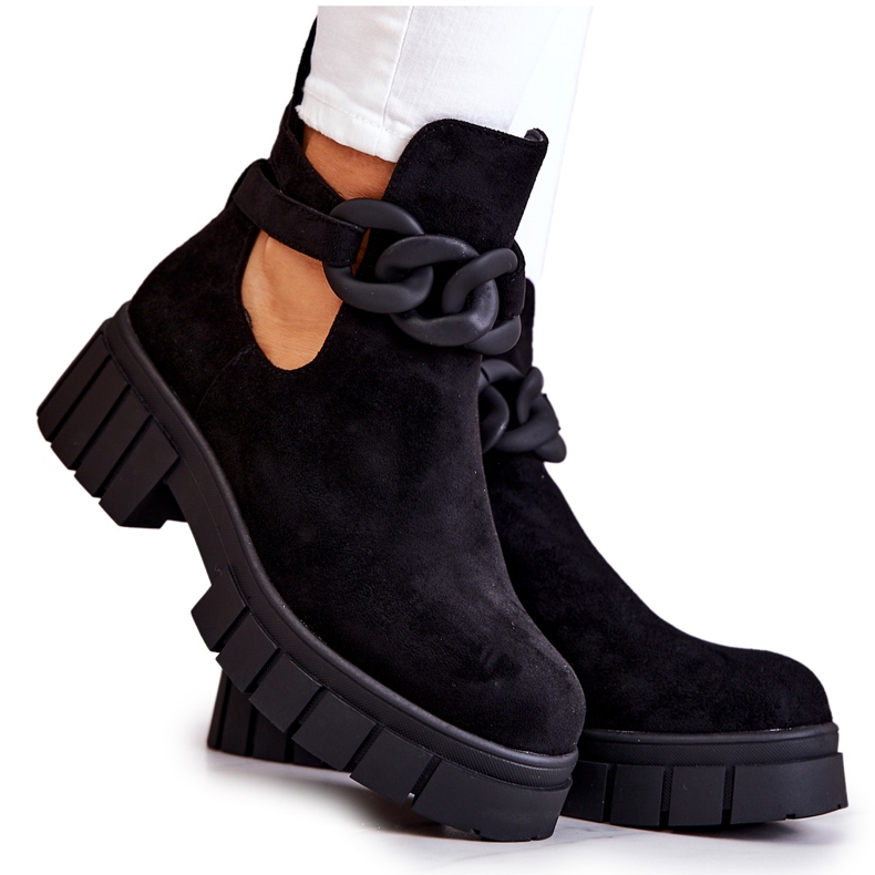 FB2 Black Kirsten Suede Booties With A Cut