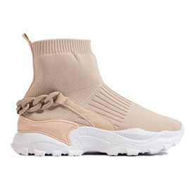 Fashionable Sneakers With A Sock beige Fashionable Sneakers With A Sock beige