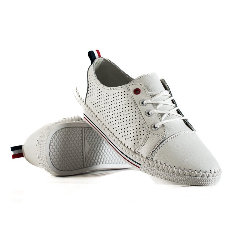 Goodin Openwork Leather Sneakers white