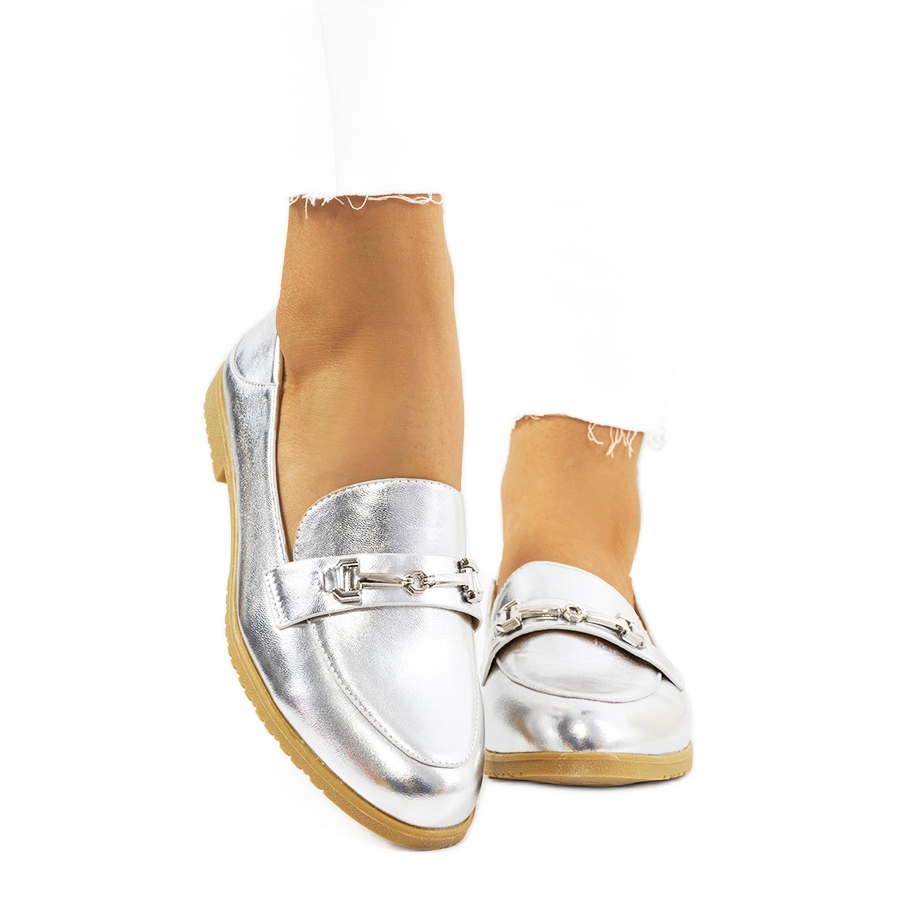 Ladies silver 2025 loafers uk