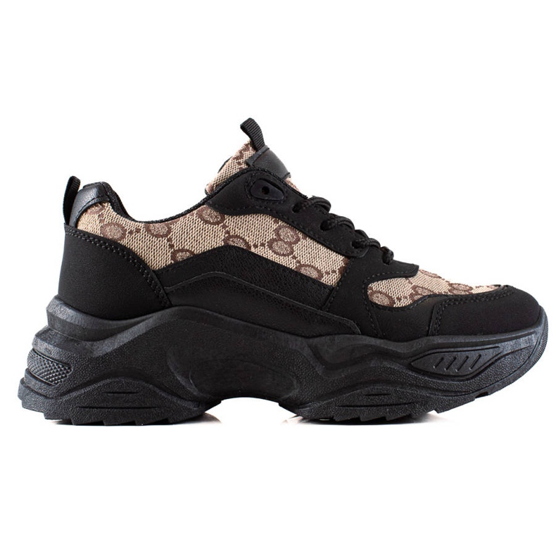 Seastar Black Sneakers With Patterns beige brown