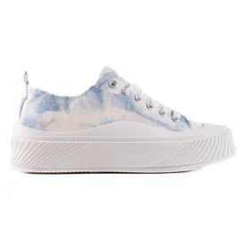 Seastar Fashionable Sneakers On A Wide Platform white blue
