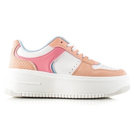 TRENDI Colorful fashionable sneakers beige white blue pink