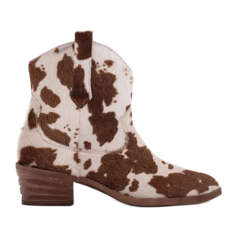 Marco Shoes Natural leather cowboy boots with hair 2226B-1282-1 beige brown Marco Shoes Natural leather cowboy boots with hair 2226B-1282-1 beige brown