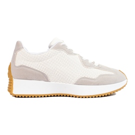 TRENDI Casual Sports Shoes On The Platform beige white