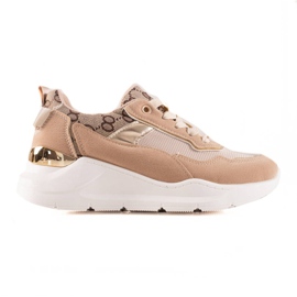 TRENDI Stylish Sneakers beige brown golden TRENDI Stylish Sneakers beige brown golden