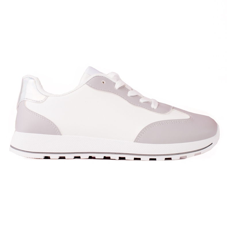 TRENDI Classic sport shoes made of eco leather white grey