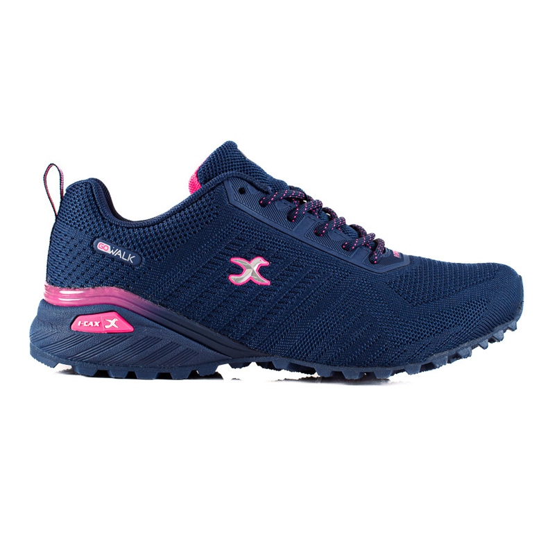 TRENDI Trekking Shoes With Neon Inserts navy blue pink