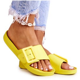 Women's Slippers Big Star with a Buckle FF274A392 Yellow