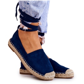 FB1 Ismanne Navy Blue Suede Espadrilles Tied