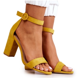 FB2 Yellow Hattie Suede Sandals On A Bar