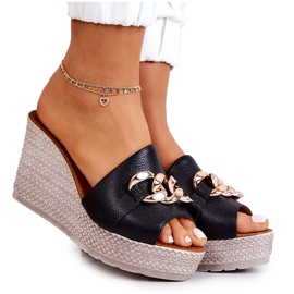 Lewski Shoes Leather wedge slippers Lewski 3062 Black Lewski Shoes Leather wedge slippers Lewski 3062 Black