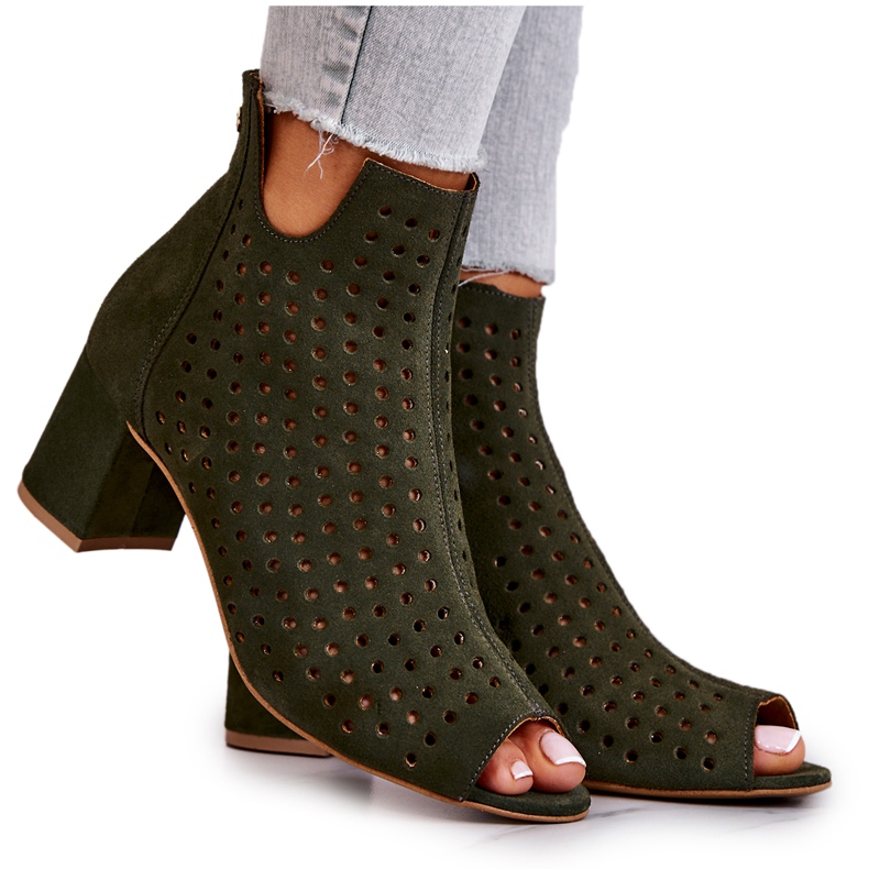 Suede Openwork Boots Maciejka 05420-09 Green