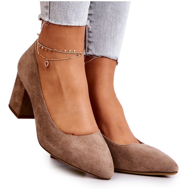 Suede Pumps Sergio Leone PB411 Beige brown