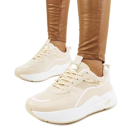 Nazaria beige sports shoes golden