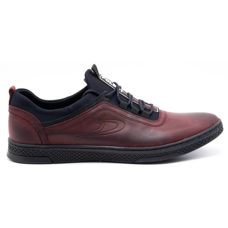 Polbut Men's leather casual shoes K24 burgundy grain red