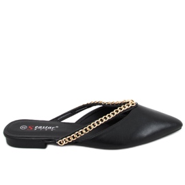 Monata Black slippers with chain Monata Black slippers with chain