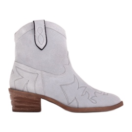 Marco Shoes Suede cowboy boots with decorative stitching 2188B-1281-045-1 blue grey