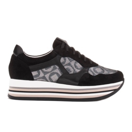 Marco Shoes Sneakers with a thick sole of natural suede 2228P-1286-041-001-1 black grey