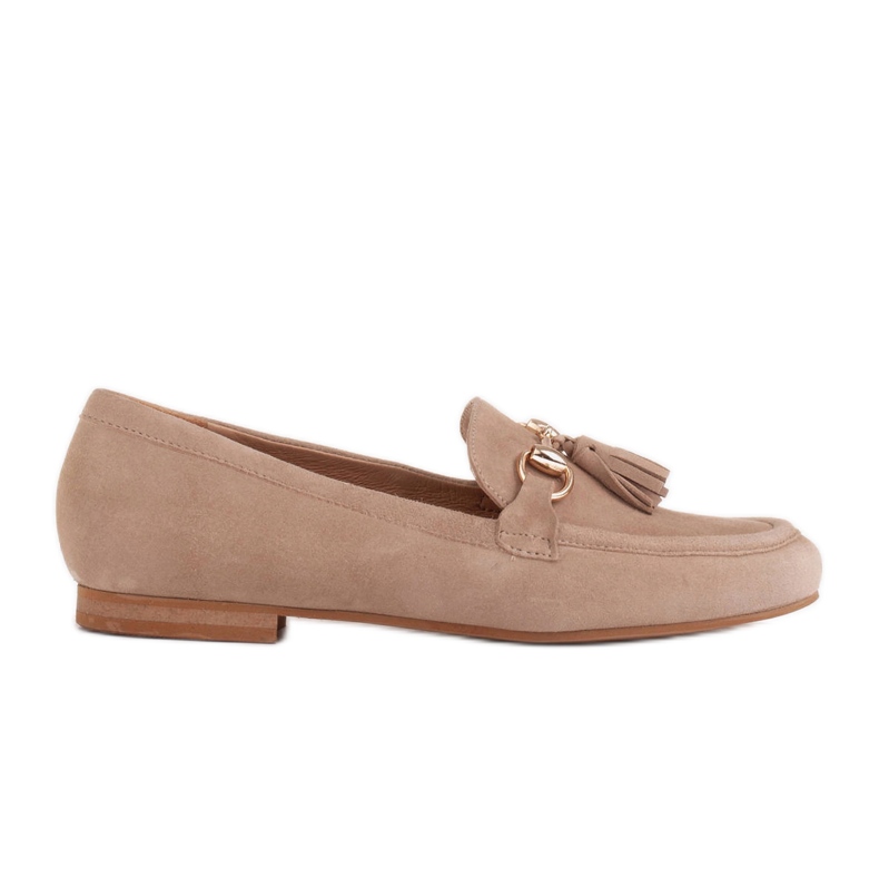 Marco Shoes Leather loafers with fringes 2199P-047-1 beige