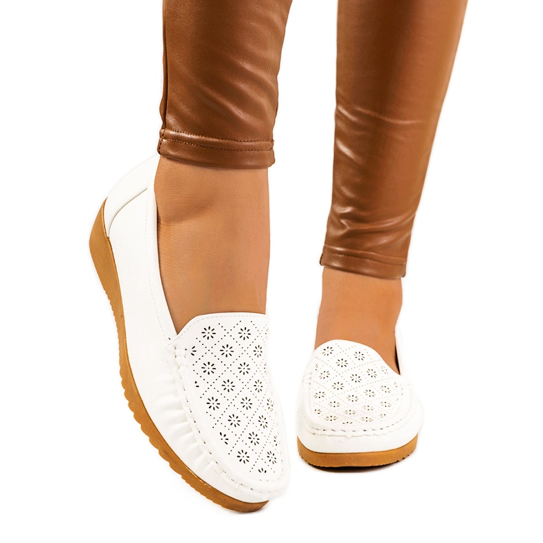 Wendy's white wedge heel loafers