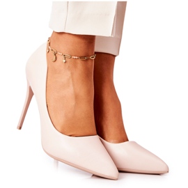 WS1 Leather Stilettos In Spitz Beige Hanne
