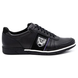 Polbut Men's casual leather shoes 2113 black grain