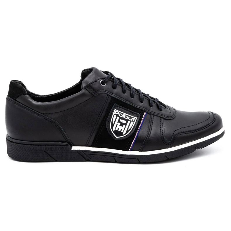 Polbut Men's casual leather shoes 2113 black grain