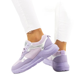 Purple sneakers with silver accents from Davis