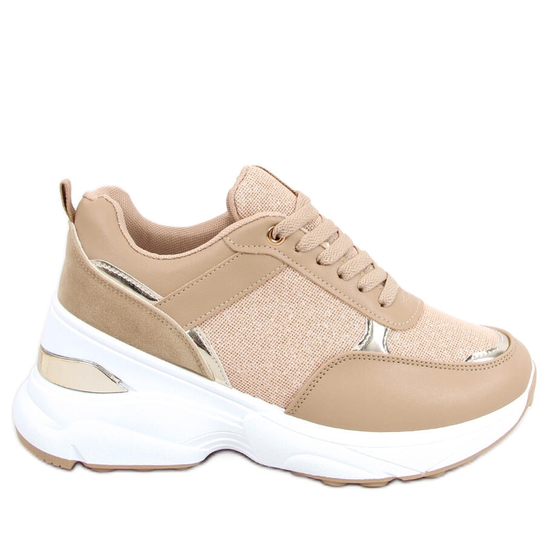 Sports shoes on a hidden Dafne Khaki wedge heel