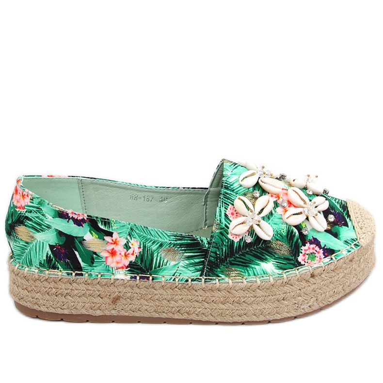 Elif Green espadrilles with shells
