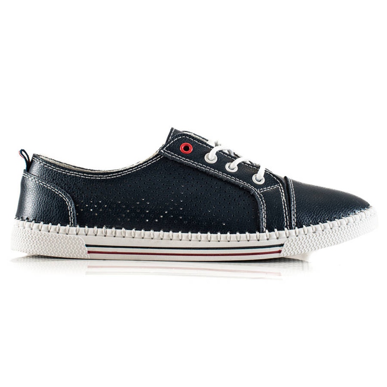 Goodin Openwork Leather Sneakers blue