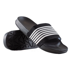 SUPER COOL Striped Slippers black
