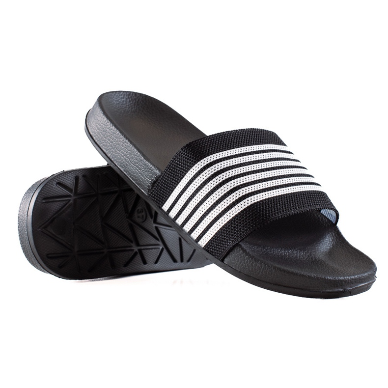 SUPER COOL Striped Slippers black