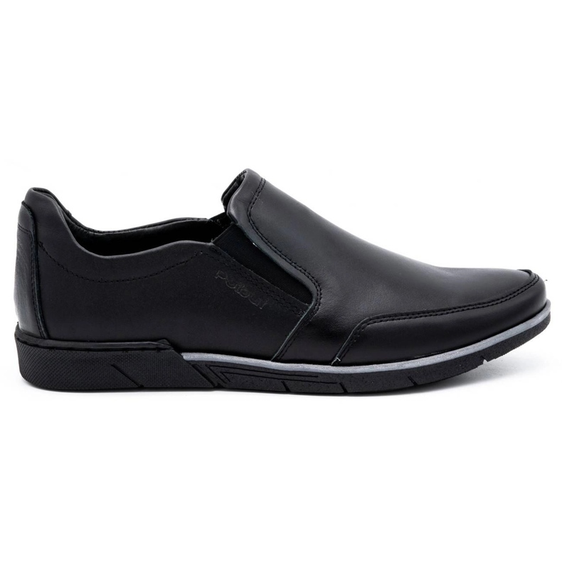 Polbut Black men's slip on 2115 leather shoes