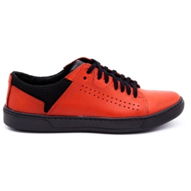 Olivier Men's casual leather shoes 933MP red