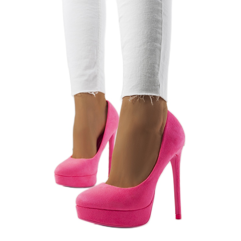 Pink neon pumps on a Lorine stiletto heel
