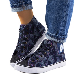 Navy blue ankle-high sneakers