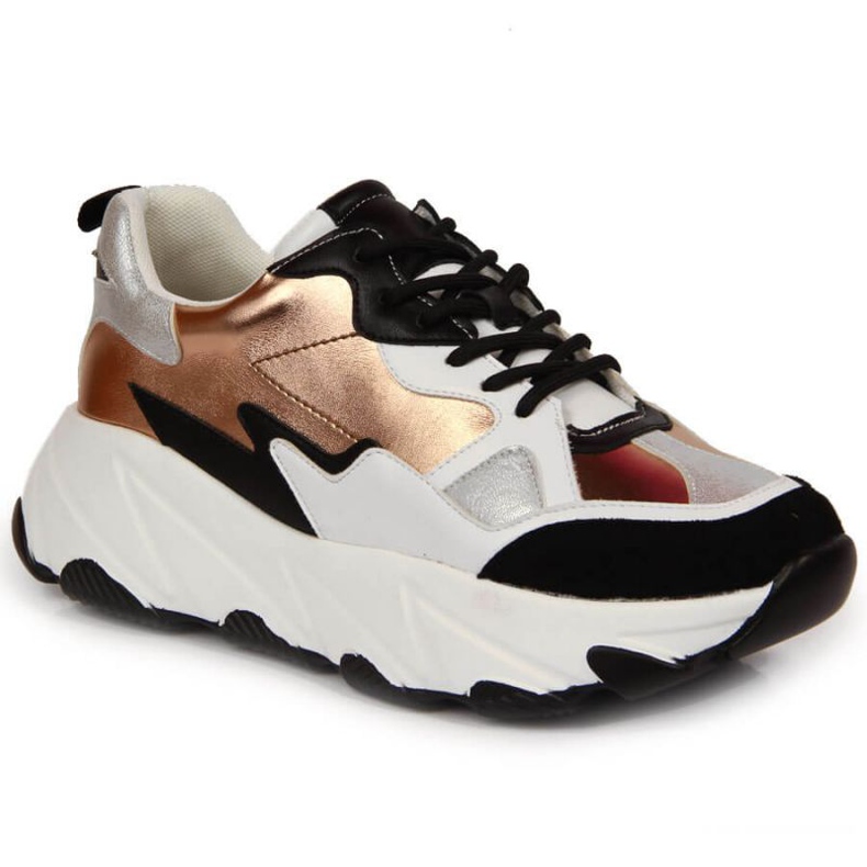 Sneakers on the platform Potocki W WOL53 white and gold golden