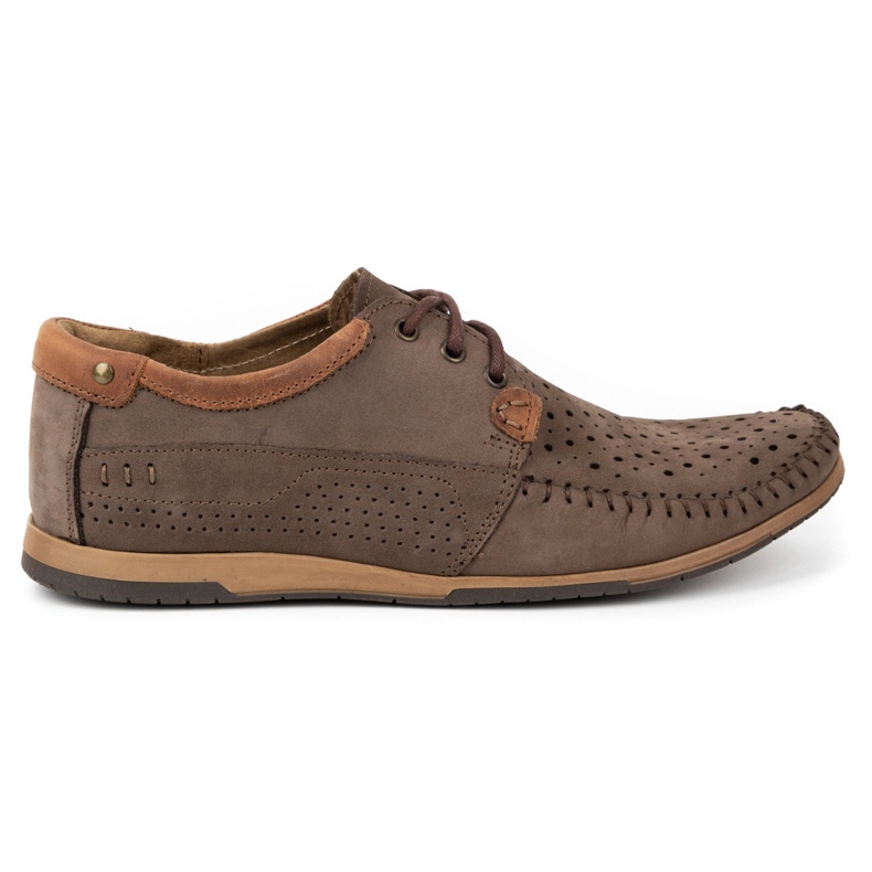 KOMODO Men's shoes, leather moccasins 875 summer brown