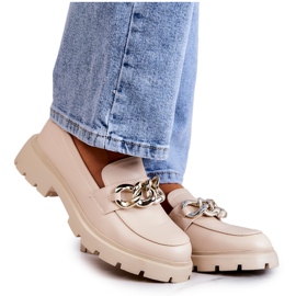FB1 Leather Loafers Chain Beige Amicable