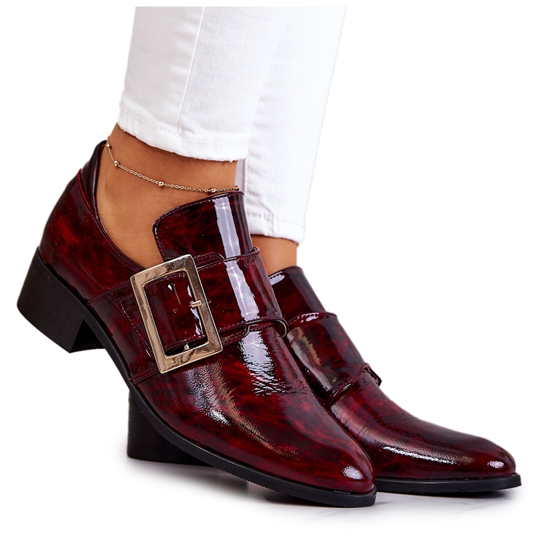 PA2 Patent leather shoes with a buckle Burgundy Taliya red PA2 Patent leather shoes with a buckle Burgundy Taliya red