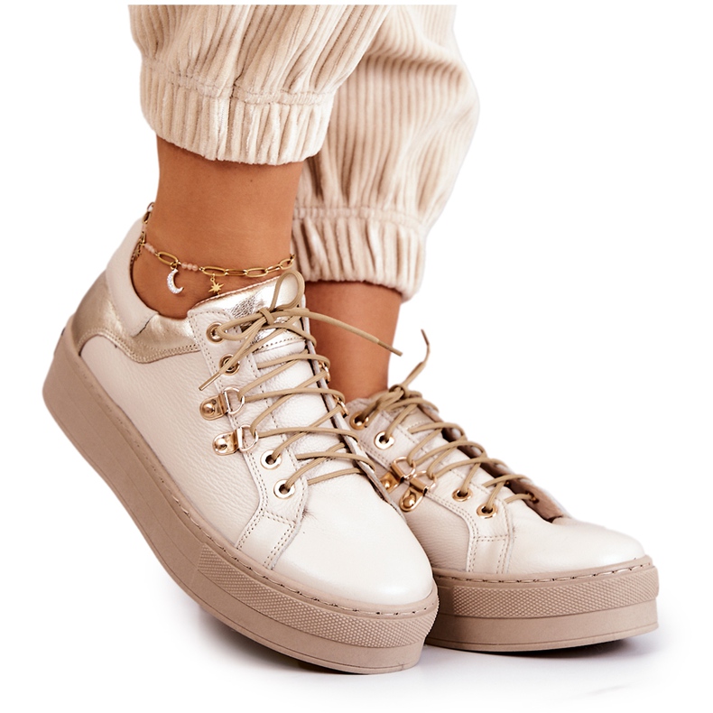 FILIPCZYK Leather Sport Shoes On A Light Beige Mary Ann Platform FILIPCZYK Leather Sport Shoes On A Light Beige Mary Ann Platform