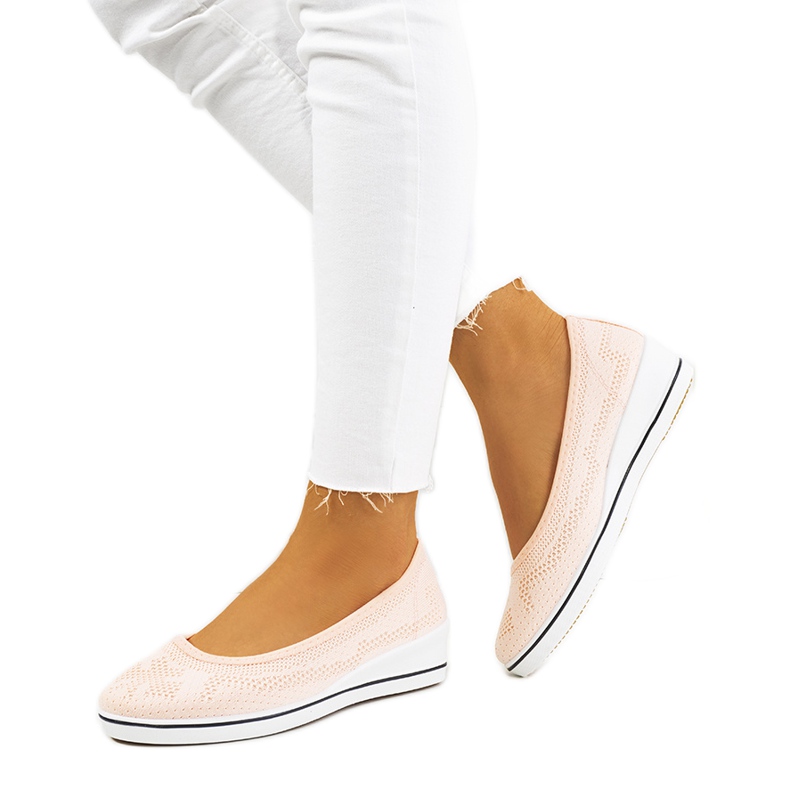 Pink ballerinas on the Connor wedge