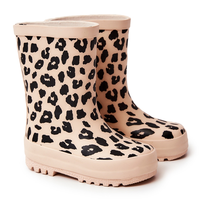 FR1 Children's Rain Boots With Leopard Pattern Beige Nanny