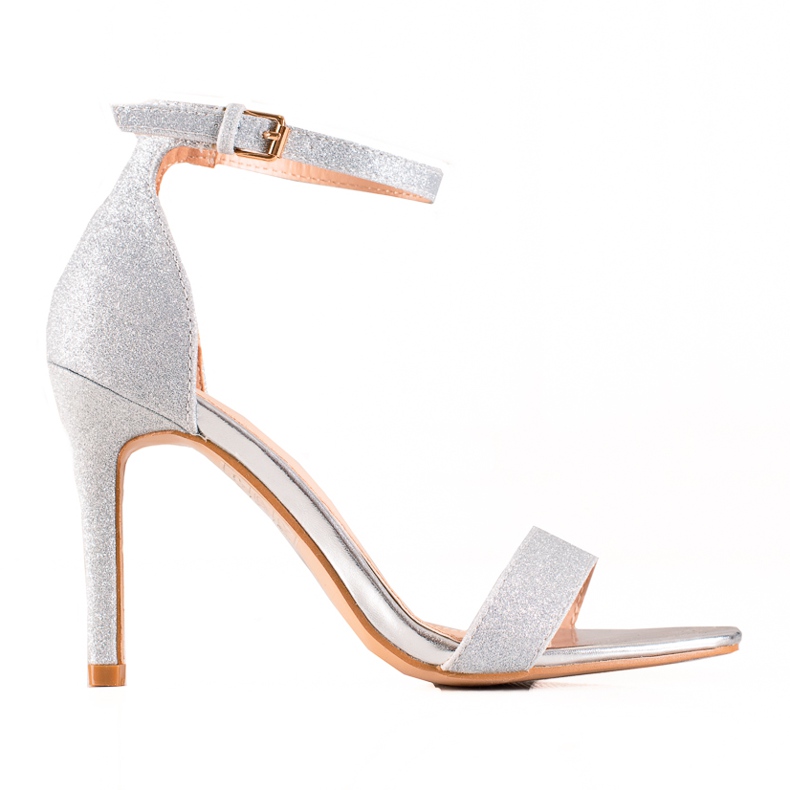 Silver high heels with VINCEZA glitter grey