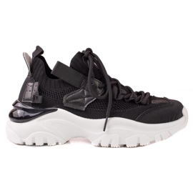 TRENDI Lace-up fashionable sneakers black TRENDI Lace-up fashionable sneakers black